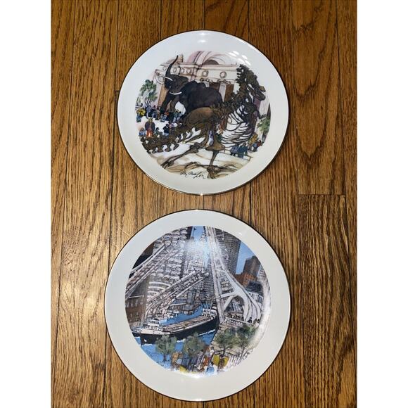 Franklin McMahon 1978 Set Of 2 Limited Edition Chicago Collector Plates w/Box - Picture 1 of 6